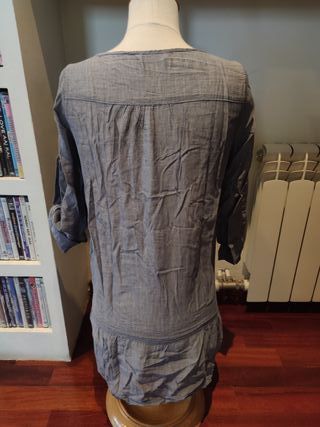 Top / túnica Promod t. 36 azul con desperfectos