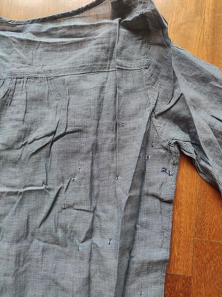 Top / túnica Promod t. 36 azul con desperfectos