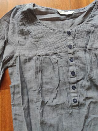 Top / túnica Promod t. 36 azul con desperfectos