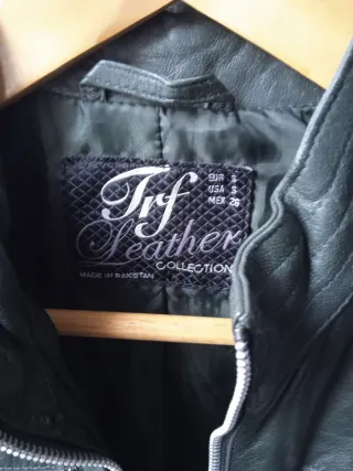 Chaqueta Cuero Verde TRF