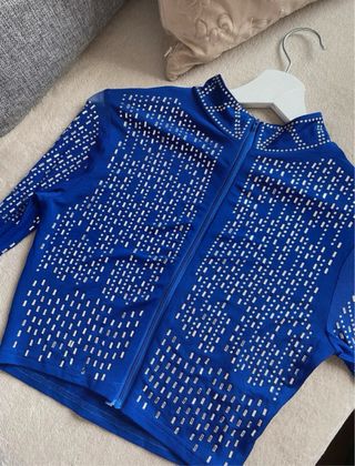 Conjunto 2 piezas top y falda flecos y piedras