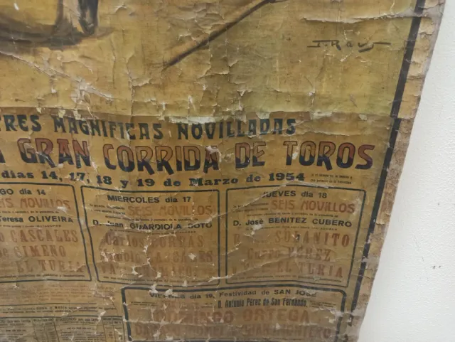 Cartel antiguo toros para restaurar