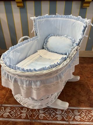 Minicuna ABC Balancín Mimbre Pique Royal celeste