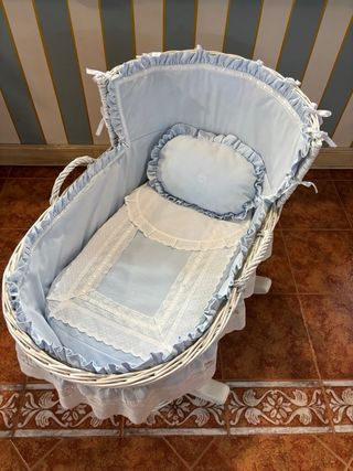 Minicuna ABC Balancín Mimbre Pique Royal celeste