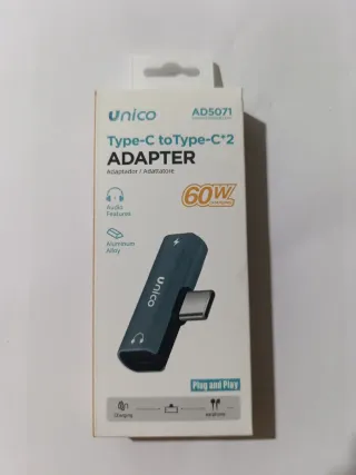 Adaptador Unico Type-C a Type-C 60W
