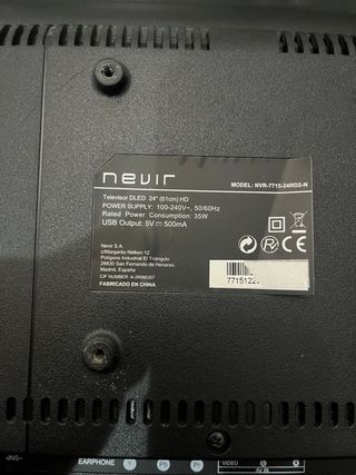 TV Nevir 24” LED HD Ready (Con mando) Sin patilla