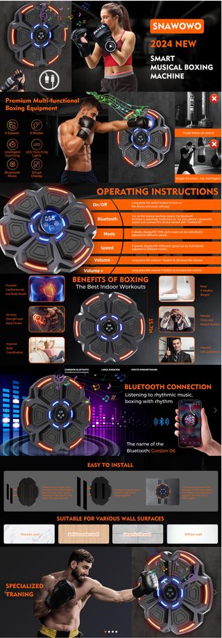 Music Boxing Machine con Guantes Boxeador de Pared