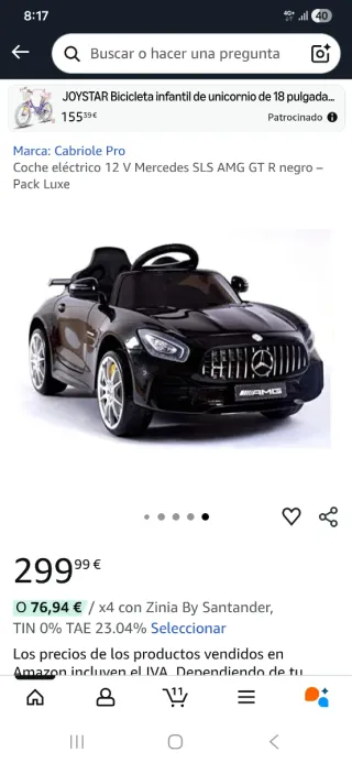 Coche Eléctrico Mercedes SLS AMG GT R Negro