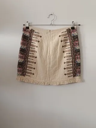 Falda Zara Trafaluc Beige Multicolor