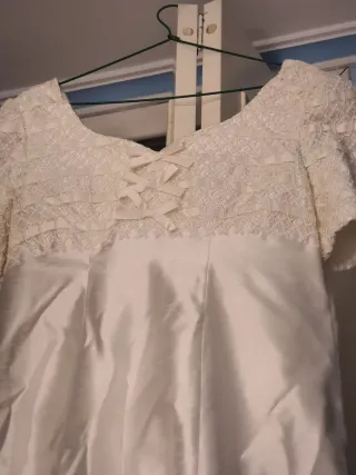 Vestido de Novia Beige y Blanco