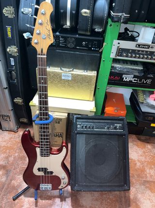Bajo phil pro red cherry y amplificador 90 watts