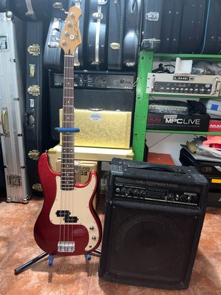 Bajo phil pro red cherry y amplificador 90 watts