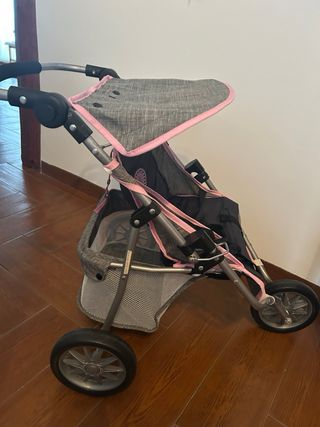 Carrito Gemelar Muñecas Corazones Rosa