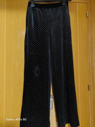 Pantalón fiesta negro lunares brillo plata