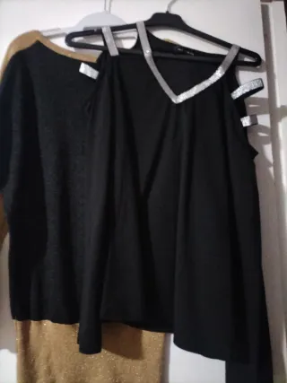 Lote 2 Camisetas Manga Larga Fiesta Mujer Talla L