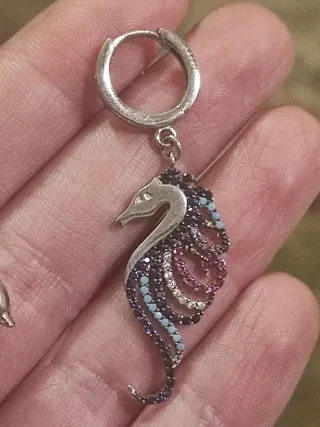 Pendientes asimétricos plata delfín y caballito