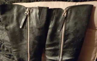 Botas altas de piel negras talla 41  2 cremalleras