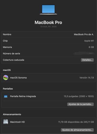 MacBook Pro M1 8GB RAM 256GB SSD con Caja Original