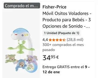Móvil cuna Fisher-Price con música y luces