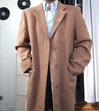 Cappotto Monopetto Vintage Serge Camel 56 italy