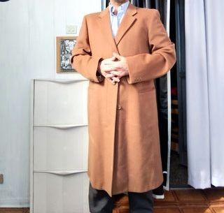 Cappotto Monopetto Vintage Serge Camel 56 italy