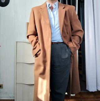 Cappotto Monopetto Vintage Serge Camel 56 italy