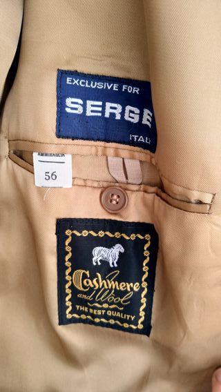 Cappotto Monopetto Vintage Serge Camel 56 italy