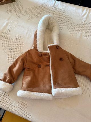 Conjunto bebé 3 piezas perro azul y abrigo