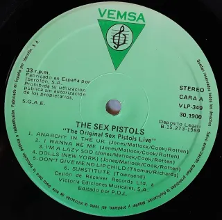 Vinilo Sex Pistols Live Punk Rock