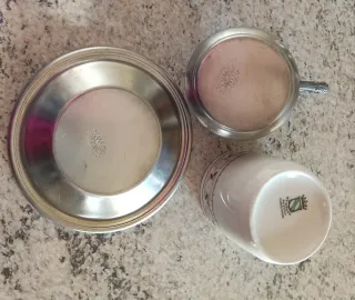 Tazzine caffè vintage porcellana e peltro