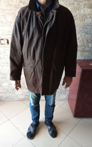Giaccone uomo pelle martellata marrone taglia 54