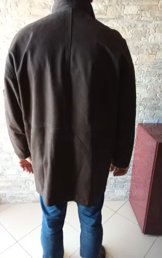 Giaccone uomo pelle martellata marrone taglia 54