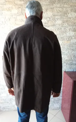 Giaccone uomo pelle martellata marrone taglia 54