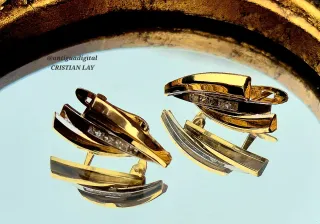 Pendientes Oro 18 Ct Bicolor