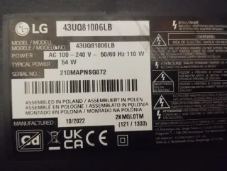 Despieces  LG 43UQ81006LB EAX69581205(1.0)