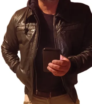 Cazadora 100% cuero slim hombre