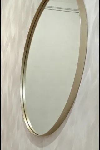 Espejo Ovalado Dorado Metal