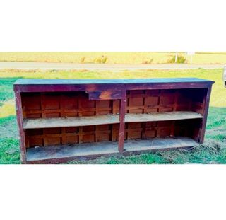 Mostrador Madera Mid Century Rojo y Marrón