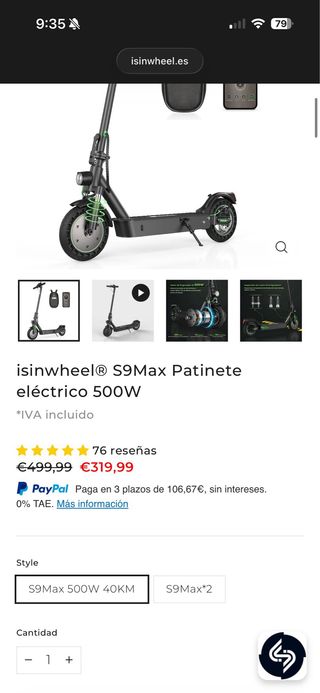 Patinete Eléctrico Isinwheel S9Max