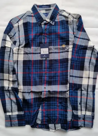Camicia Gant Flanella Blu Grigio Taglia M