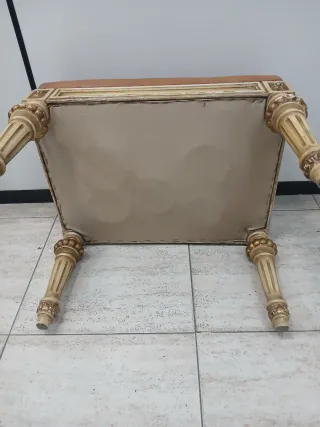 Taburete Vintage Piel y Madera