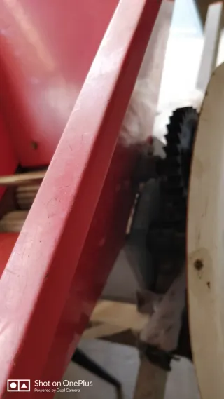 Picadora de uvas roja y prensa