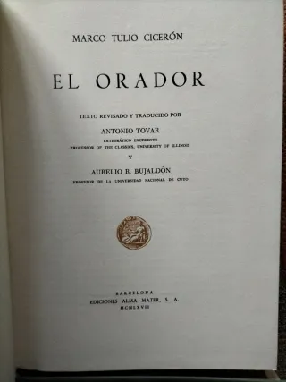 Cicerón El orador y Discursos. Ediciones clásicas