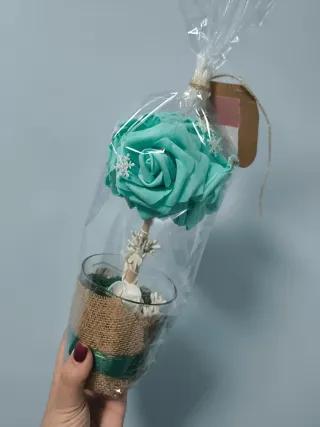 Maceta Decorativa Rosas Verdes - Regalo Navidad