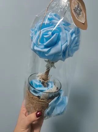 Maceta Rosas Azules Regalo Bodas
