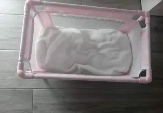 Cuna de viaje plegable rosa La Nina estrellas blan