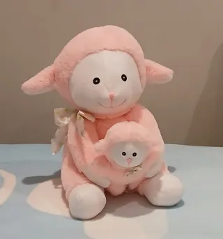 Peluche oveja rosa con bebé