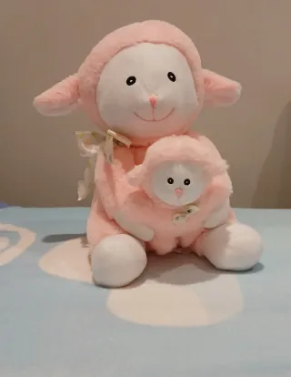 Peluche oveja rosa con bebé