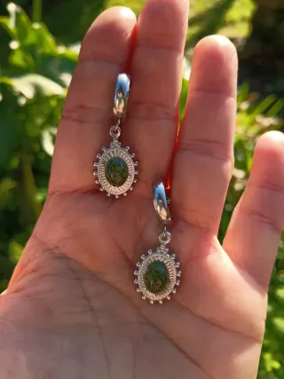 Pendientes musgo natural encapsulado