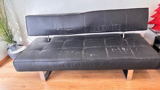 Sofá Cama Negro Piel Sintética